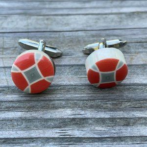 Men Cuff Links Orange/White Tone Men jewelry Dress Shirt Studs Cufflinks